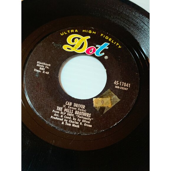Vintage 45 RPM Vinyl Record "Cab Driver" & "Fortuosity" By The Mills Brothers Do - Picture 4 of 5